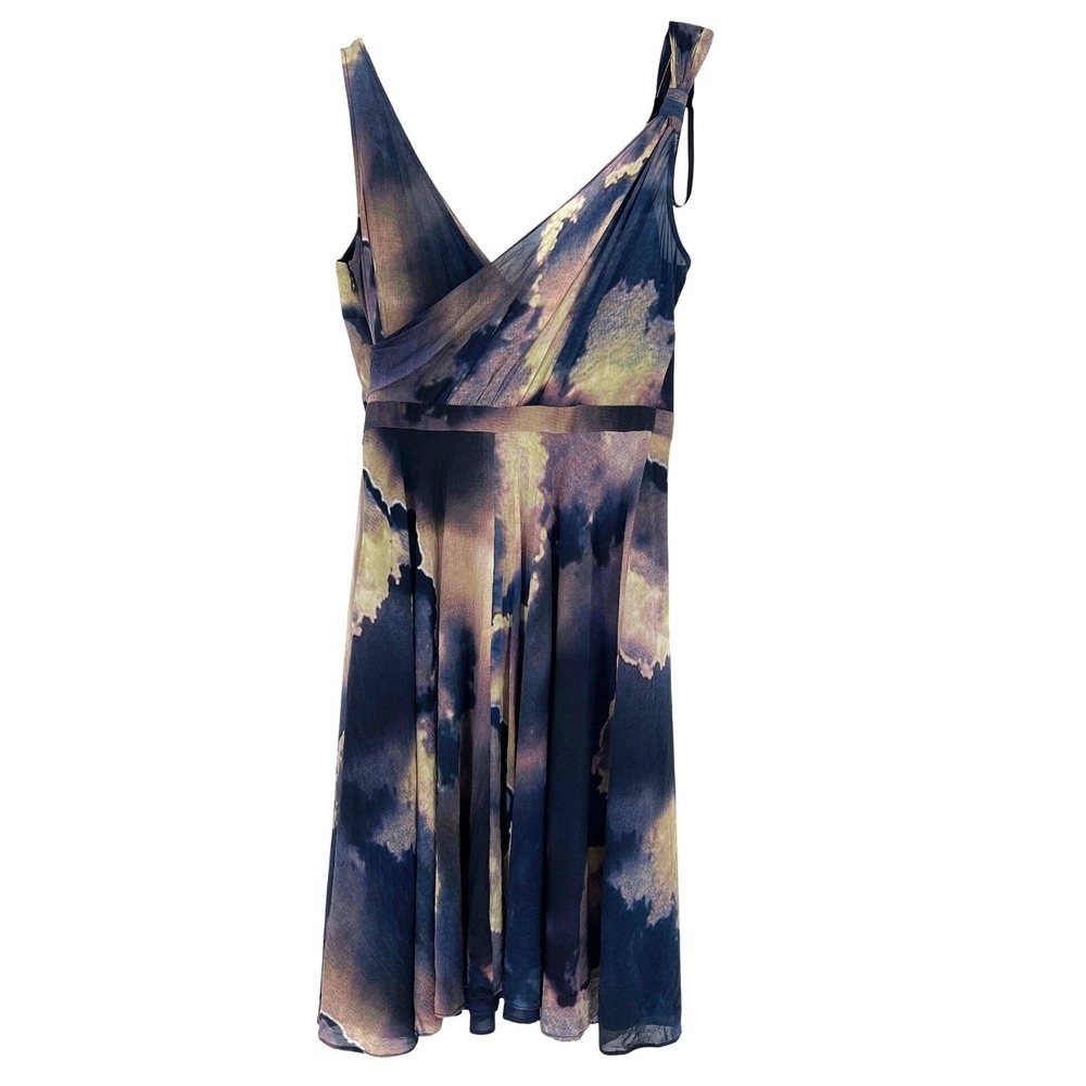 Andrew Marc Silk Blend Watercolor Dress Womens 6‎ Sleeveless A-Line EUC